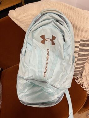 Under Armour Mint Blue Backpack with Brown Logo